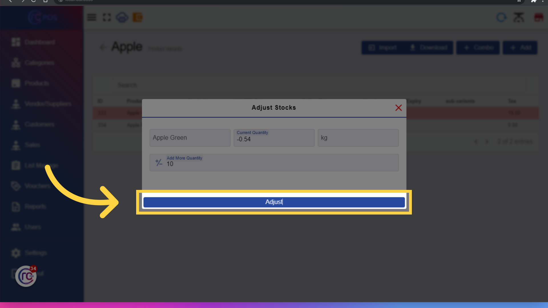 Click 'Adjust'