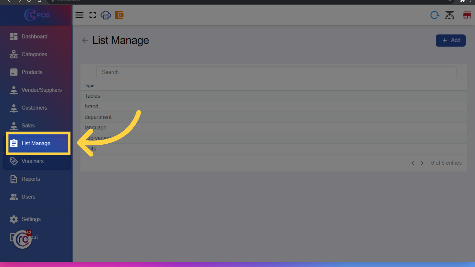 Click 'List Manage'