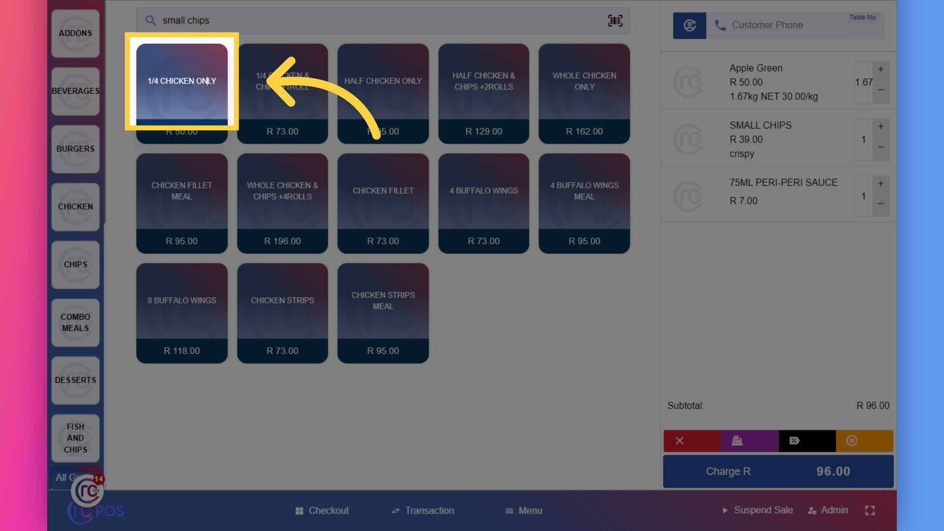 Click 'on the product you want to add'