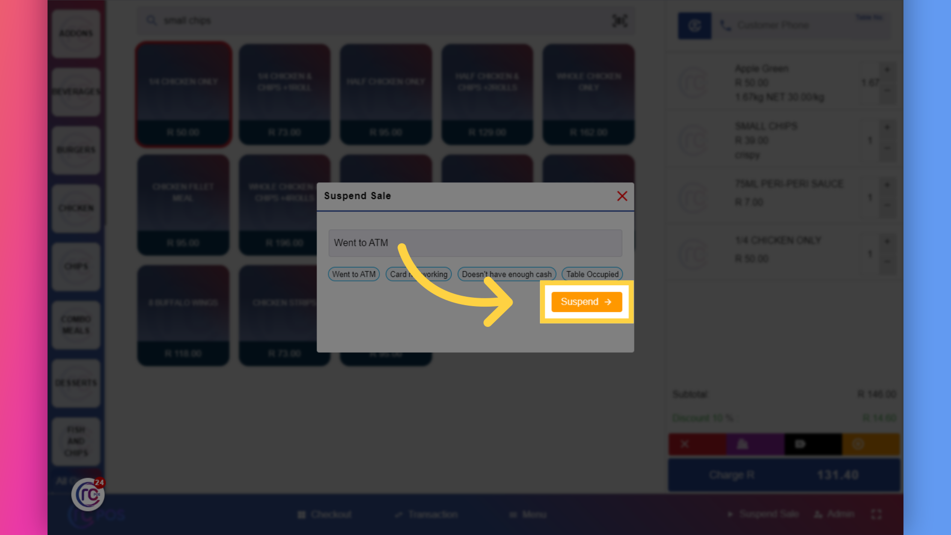 Click 'Suspend'