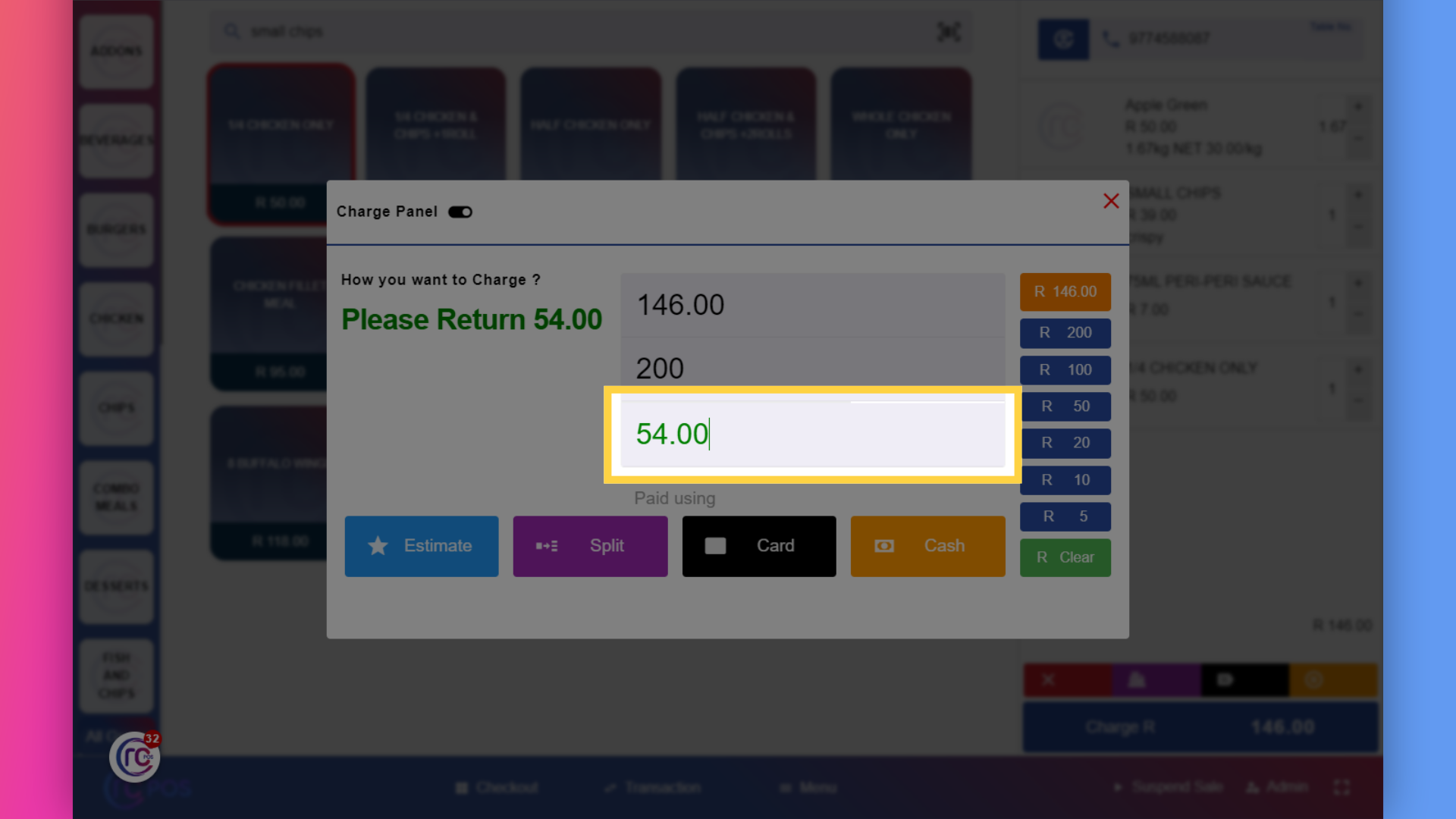 Click '54.00'