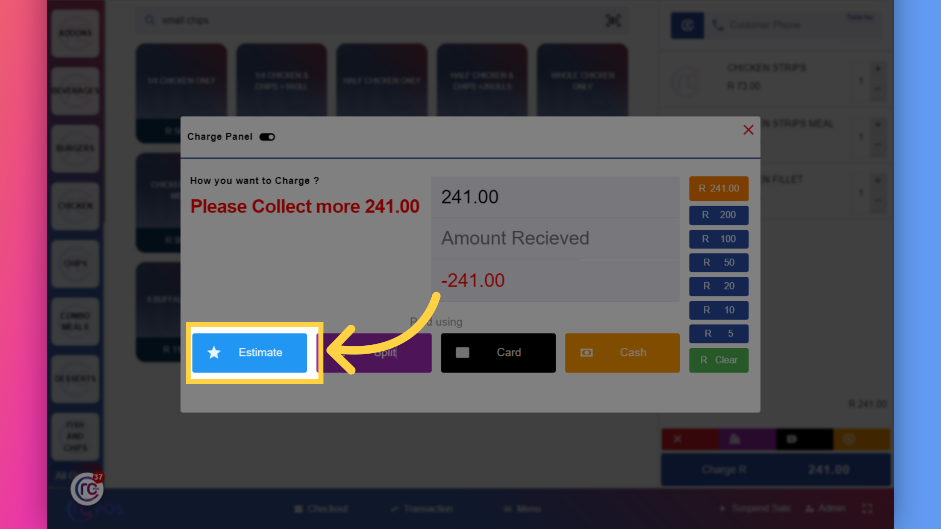Click 'Estimate'